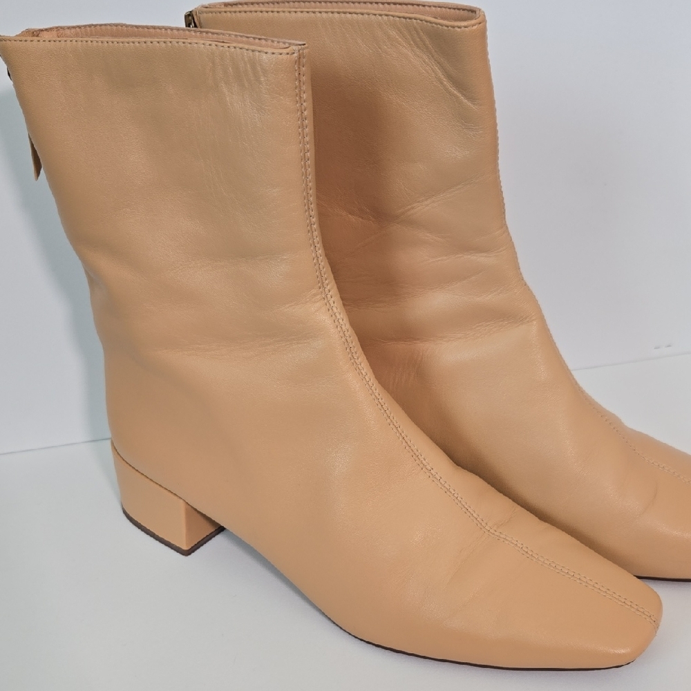 J. Crew Cream Leather Ankle Boots - Picture 2 of 5